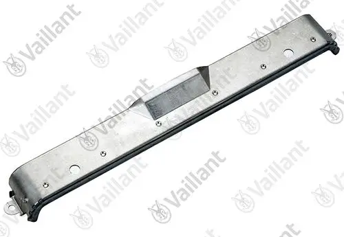 Vaillant Strahlungsblech, metallisch, länglich mit Aussparungen und Löchern für die Montage, zur Verwendung in Heizsystemen.